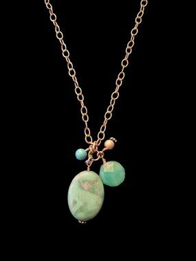 925 Sterling Yellow Gold Vermeil 1.5" Multi Stone Pendant 30.5" Long Necklace